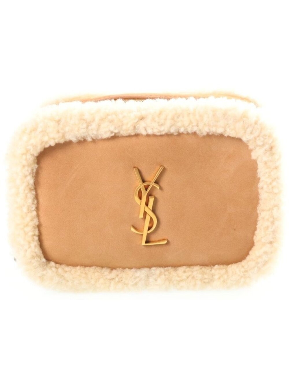 Saint Laurent Paris Shearling Belt Bag Beige Fleece Gold